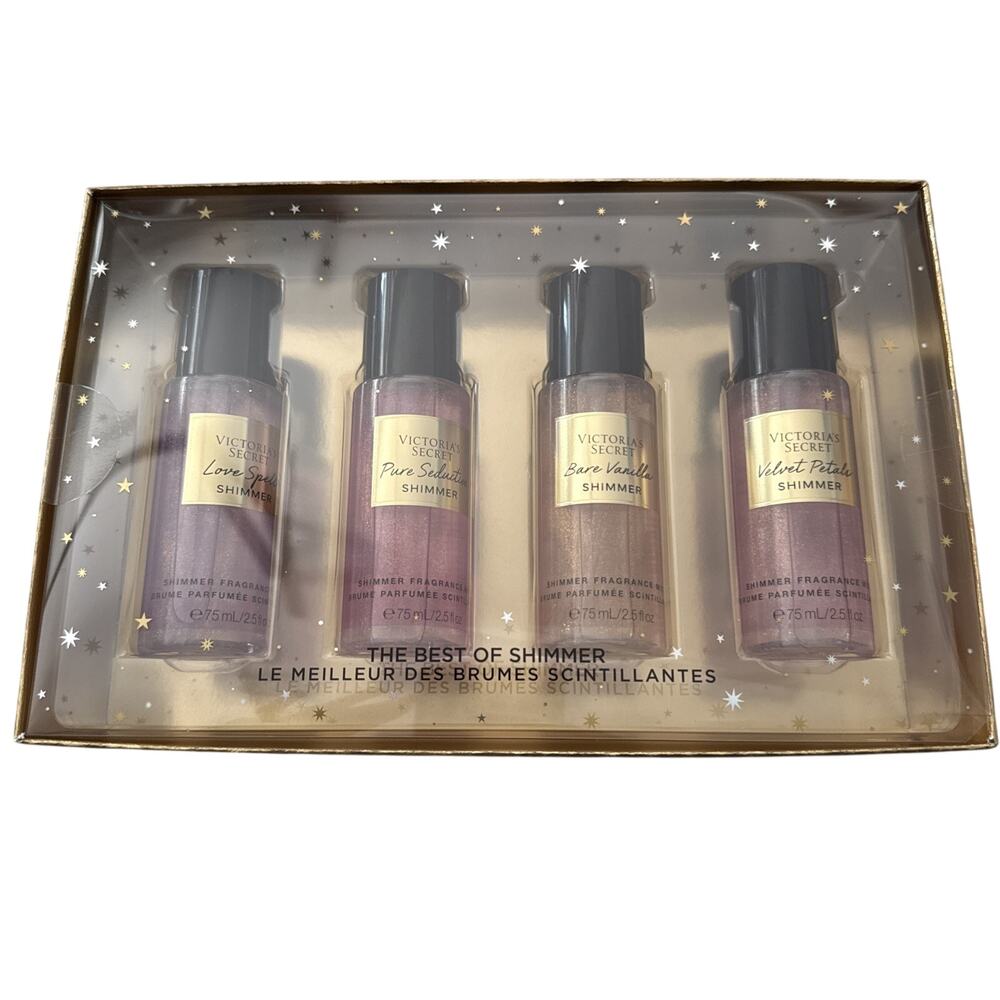 Victoria Secret Shimmer Fragrance Mist Set - 4 Bottles Of 2.5 Fl Oz